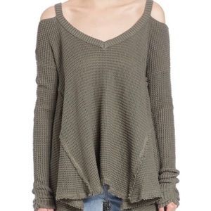 Free people green moonshine cold shoulder sweater
